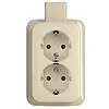 Busch-Jaeger wandcontactdoos 2-voudig randaarde kindveilig K/P-25 opbouw AP plus creme (202 EAPJB)