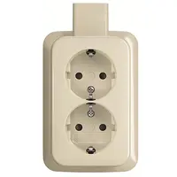 Busch-Jaeger wandcontactdoos 2-voudig randaarde kindveilig K/P-25 opbouw AP plus creme (202 EAPJB)