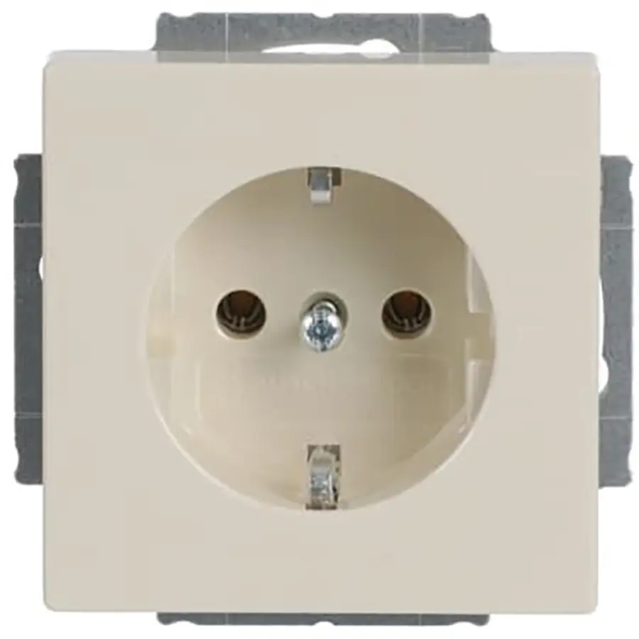 Busch-Jaeger wandcontactdoos randaarde steekklem Future Linear creme glanzend (20 EUCR-82-503)