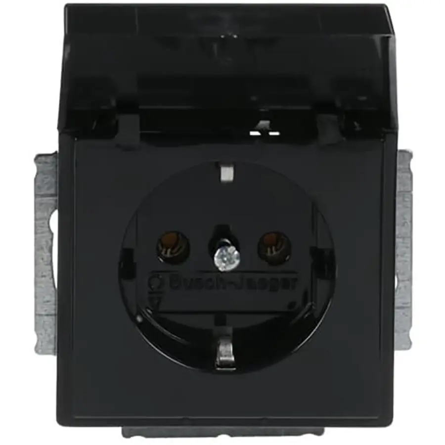 Busch-Jaeger wandcontactdoos randaarde met klapdeksel antraciet glans (20 EUK-81)