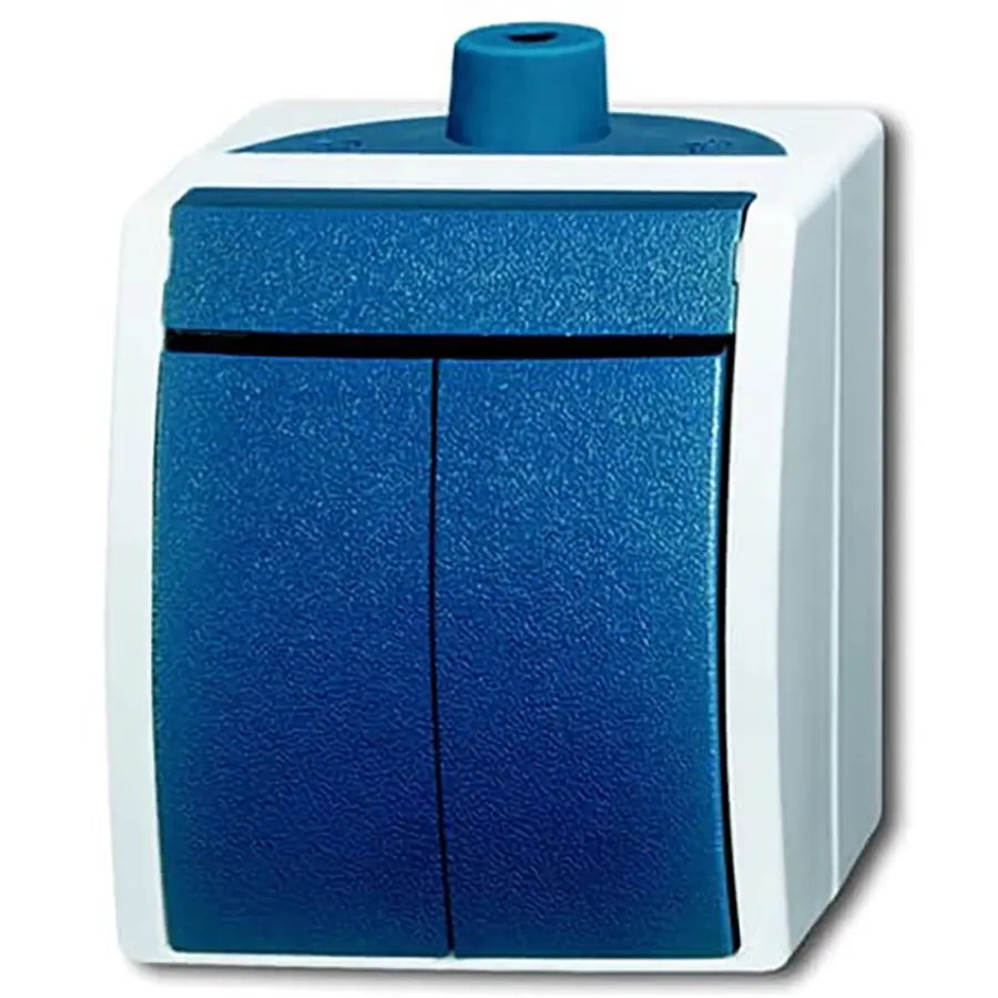 Busch-Jaeger serieschakelaar opbouw Ocean IP44 grijs/blauw (2601/5 W-53-503)