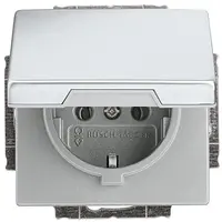 Busch-Jaeger wandcontactdoos randaarde klapdeksel Pure Stainless Steel (20 EUK-866)