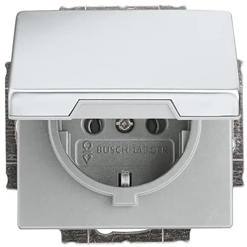 Busch-Jaeger wandcontactdoos randaarde klapdeksel Pure Stainless Steel (20 EUK-866)
