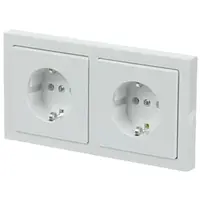 Busch-Jaeger wandcontactdoos 2-voudig randaarde voorbedraad voor duo-inbouwdoos Future Linear studiowit glans (20-2 EUCJ-184K-503)