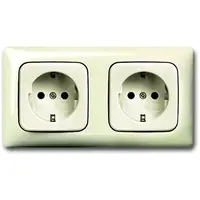 Busch-Jaeger wandcontactdoos 2-voudig randaarde voorbedraad voor duo-inbouwdoos Standaard SI Linear (20-2 EUCJ-212K-503)