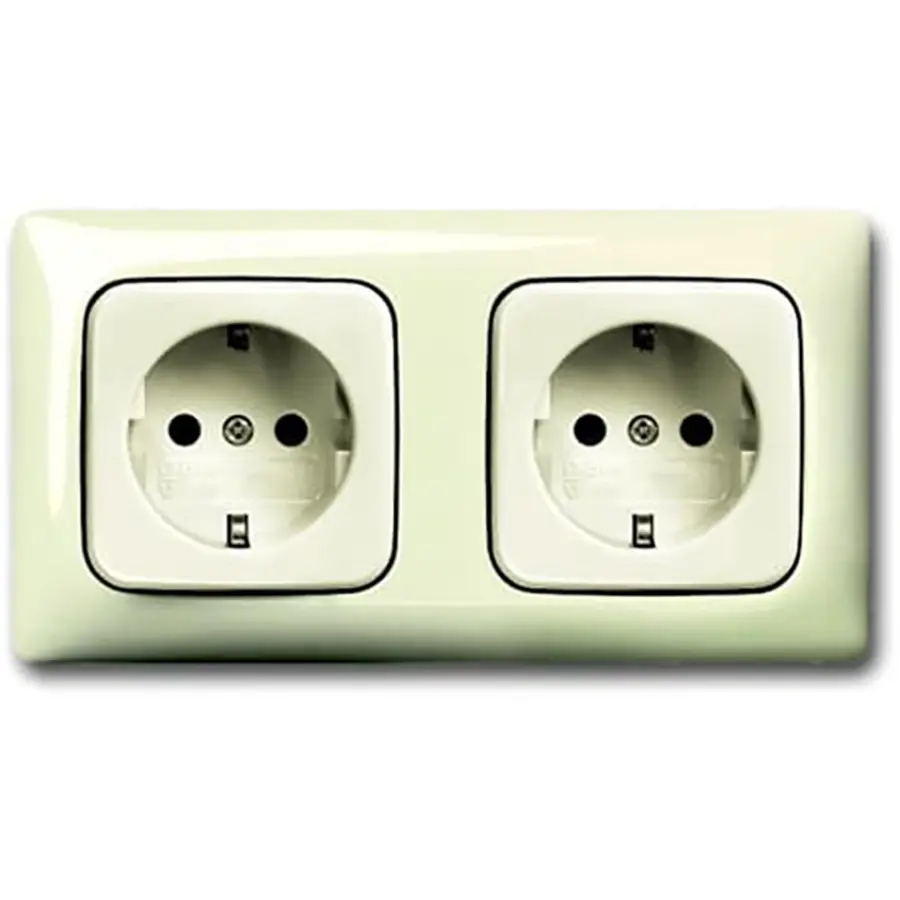 Busch-Jaeger wandcontactdoos 2-voudig randaarde voorbedraad voor duo-inbouwdoos Standaard SI Linear (20-2 EUCJ-212K-503)