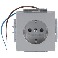 Busch-Jaeger wandcontactdoos randaarde Safety+ met LED-oriëntatieverlichting Future Linear aluzilver (20 EUCBLI-83)