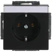 Busch-Jaeger wandcontactdoos randaarde met tekstkader Future Linear zwart mat (20 EUN-885)