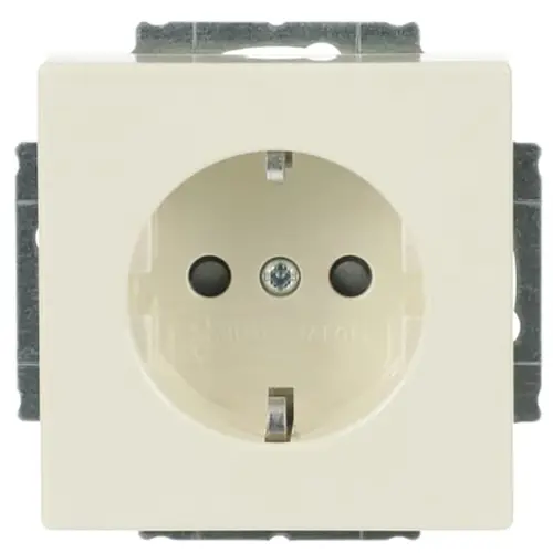 Busch-Jaeger wandcontactdoos met randaarde zonder bevestigingsklauwen kindveilig Future Linear creme glanzend (20 EUCRB-82)