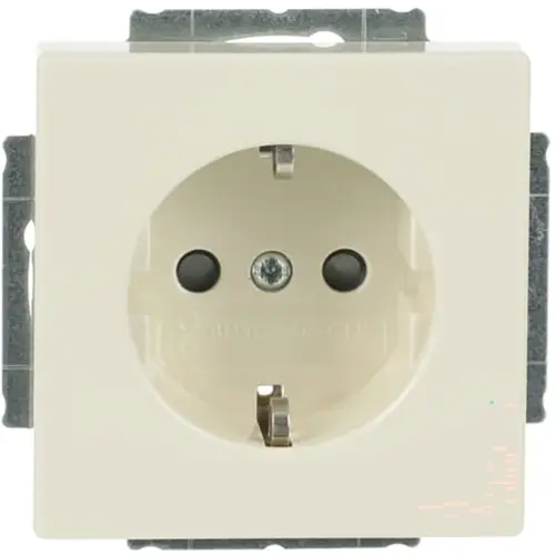 Busch-Jaeger wandcontactdoos met randaarde kindveilig Future Linear creme glanzend (2300 EUCB-82)