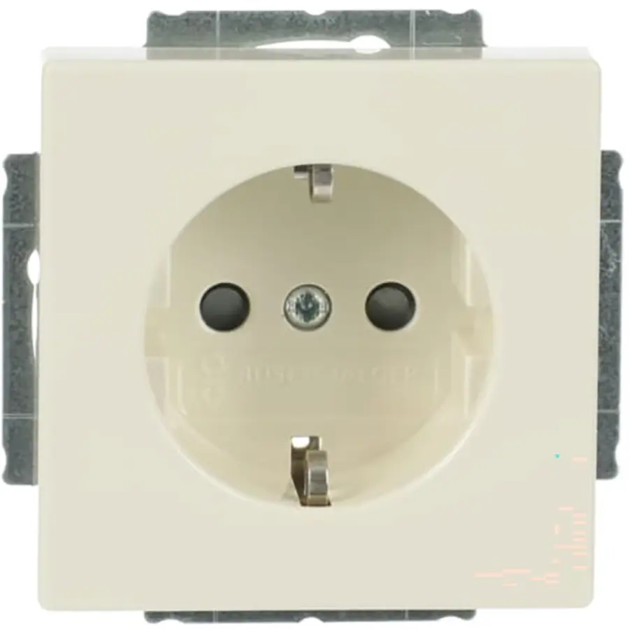 Busch-Jaeger wandcontactdoos met randaarde kindveilig Future Linear creme glanzend (2300 EUCB-82)