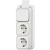 Busch-Jaeger combinatie wisselschakelaar/2x wandcontactdoos RA K/P-25 opbouw AP plus wit (2601/6/2300/2EAPJW)