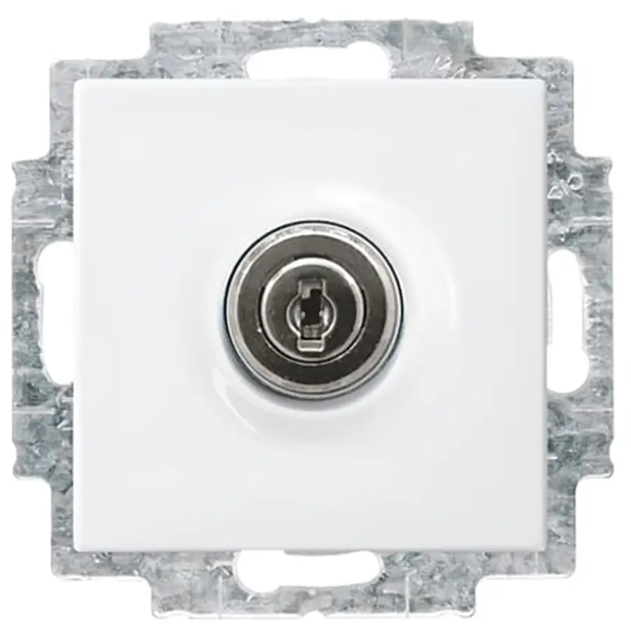 Busch-Jaeger wandcontactdoos randaarde kindveilig met klapdeksel en slot Balance SI wit glans (20 EUKBSL-914)