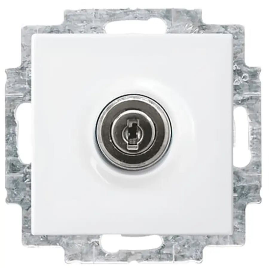 Busch-Jaeger wandcontactdoos randaarde kindveilig met klapdeksel en gelijksluitend slot Balance SI wit glans (20 EUKBSL-914-101)