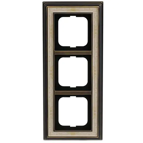 Busch-Jaeger afdekraam 3-voudig Dynasty messing antiek decor creme (1723-846) Busch-Jaeger afdekraam 3-voudig Dynasty messing antiek decor creme (1723-846)