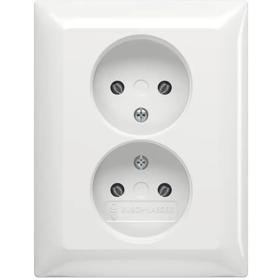 Busch-Jaeger wandcontactdoos 2-voudig zonder randaarde voor enkele inbouwdoos Balance SI wit glans (202 UJR-914)