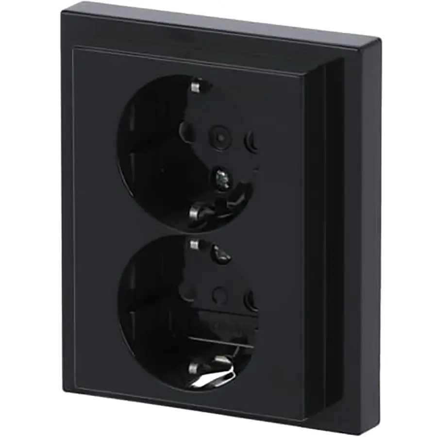 Busch-Jaeger wandcontactdoos 2-voudig randaarde kindveilig voor enkele inbouwdoos Future Linear antraciet glans (202 EUJB-81)