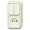 Busch-Jaeger combinatie serieschakelaar/wandcontactdoos zonder randaarde opbouw AP plus creme (2601/5/2300 AP-500) Busch-Jaeger combinatie serieschakelaar/wandcontactdoos zonder randaarde opbouw AP plus creme (2601/5/2300 AP-500)