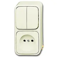Busch-Jaeger combinatie serieschakelaar/wandcontactdoos zonder randaarde opbouw AP plus creme (2601/5/2300 AP-500)