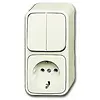 Busch-Jaeger combinatie serieschakelaar/wandcontactdoos met randaarde opbouw AP plus creme (2601/5/2300 EAP500) Busch-Jaeger combinatie serieschakelaar/wandcontactdoos met randaarde opbouw AP plus creme (2601/5/2300 EAP500)