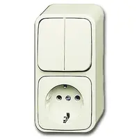 Busch-Jaeger combinatie serieschakelaar/wandcontactdoos met randaarde opbouw AP plus creme (2601/5/2300 EAP500)