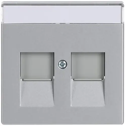 Busch-Jaeger centraalplaat modular jack 2-voudig aluzilver mat (1800-83)