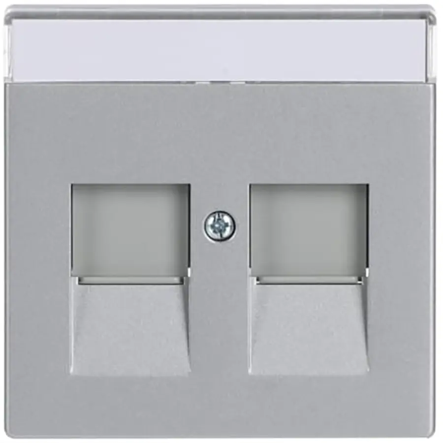 Busch-Jaeger centraalplaat modular jack 2-voudig Future Linear aluzilver mat (1800-83)
