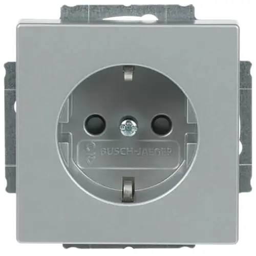 Busch-Jaeger wandcontactdoos randaarde kindveilig Future Linear aluzilver mat (20 EUCKS-83)