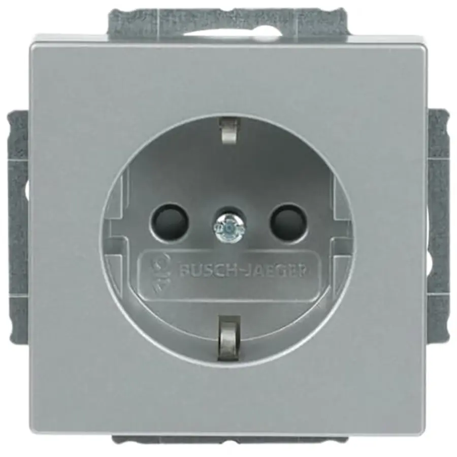 Busch-Jaeger wandcontactdoos randaarde kindveilig Future Linear aluzilver mat (20 EUCKS-83)