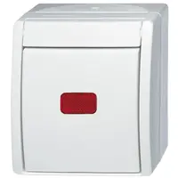 Busch-Jaeger wisselschakelaar controleverlichting opbouw Ocean IP44 alpinwit (2601/6 SKW-54)