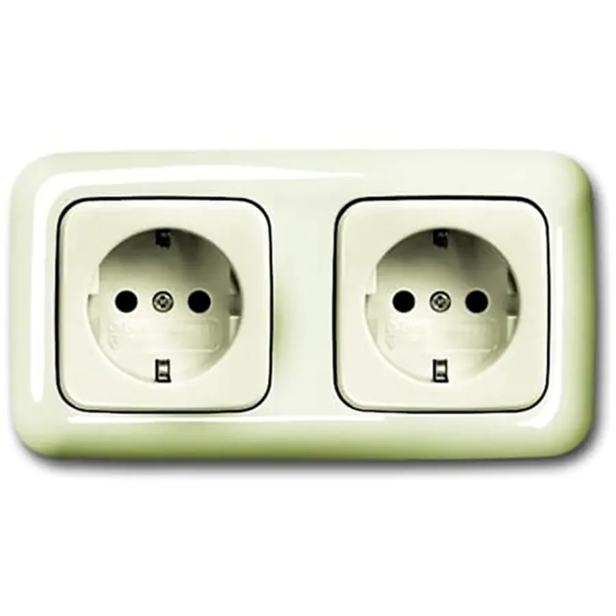Busch-Jaeger wandcontactdoos 2-voudig randaarde voorbedraad voor duo-inbouwdoos Standaard SI (20-2 EUCJ-212-503)