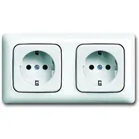 Busch-Jaeger wandcontactdoos 2-voudig randaarde voorbedraad voor duo-inbouwdoos Reflex SI Linear (20-2 EUCJ-214K-503)