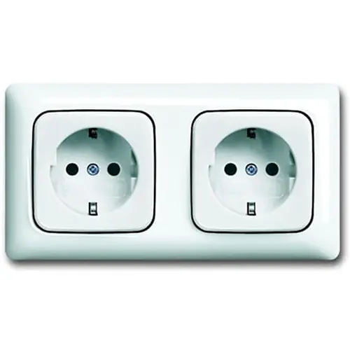 Busch-Jaeger wandcontactdoos 2-voudig randaarde voorbedraad voor duo-inbouwdoos Reflex SI Linear (20-2 EUCJ-214K-503)