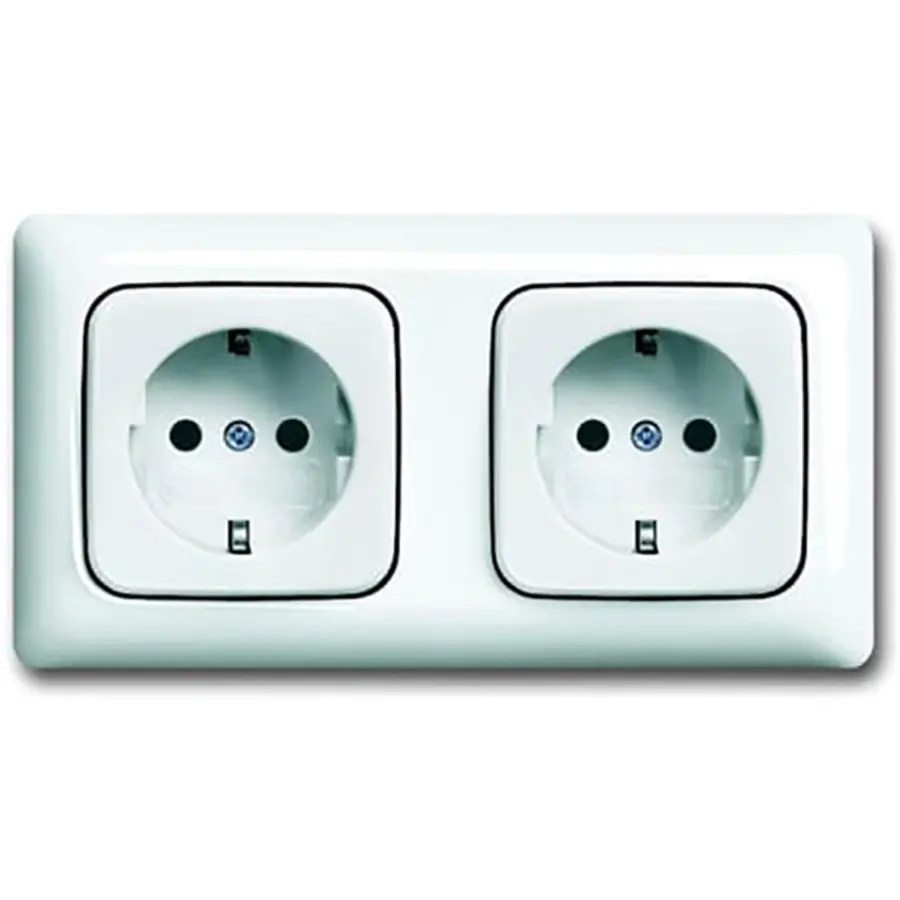 Busch-Jaeger wandcontactdoos 2-voudig randaarde voorbedraad voor duo-inbouwdoos Reflex SI Linear (20-2 EUCJ-214K-503)