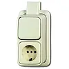 Busch-Jaeger combinatie wisselschakelaar/wandcontactdoos met randaarde K/P-25 opbouw AP plus creme (2601/6/2300 EAPJ) Busch-Jaeger combinatie wisselschakelaar/wandcontactdoos met randaarde K/P-25 opbouw AP plus creme (2601/6/2300 EAPJ)