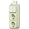 Busch-Jaeger combinatie serieschakelaar/2x wandcontactdoos RA K/P-25 opbouw AP plus creme (2601/5/2300/2 EAPJ)