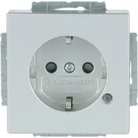 Busch-Jaeger wandcontactdoos randaarde Safety+ met LED-controleverlichting Future Linear aluzilver (20 EUCBL-83)