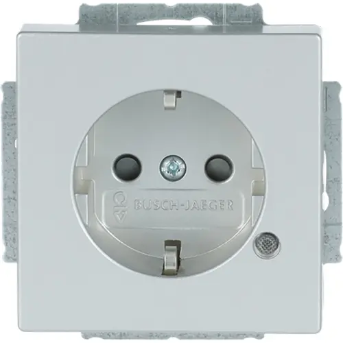 Busch-Jaeger wandcontactdoos randaarde Safety+ met LED-controleverlichting Future Linear aluzilver (20 EUCBL-83)