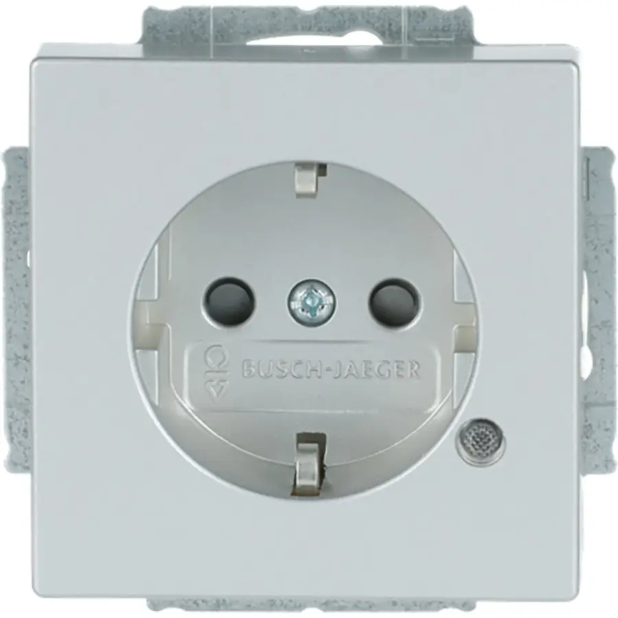 Busch-Jaeger wandcontactdoos randaarde Safety+ met LED-controleverlichting Future Linear aluzilver (20 EUCBL-83)