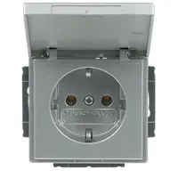 Busch-Jaeger wandcontactdoos randaarde met klapdeksel Future Linear aluzilver mat (20 EUK-83)