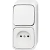 Busch-Jaeger combinatie wisselschakelaar/wandcontactdoos zonder randaarde opbouw AP plus wit (2601/6/2300APW-503) Busch-Jaeger combinatie wisselschakelaar/wandcontactdoos zonder randaarde opbouw AP plus wit (2601/6/2300APW-503)