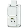 Busch-Jaeger combinatie serieschakelaar/wandcontactdoos zonder randaarde K/P-25 opbouw AP plus wit (2601/5/2300 APJW) Busch-Jaeger combinatie serieschakelaar/wandcontactdoos zonder randaarde K/P-25 opbouw AP plus wit (2601/5/2300 APJW)