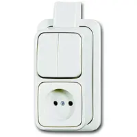 Busch-Jaeger combinatie serieschakelaar/wandcontactdoos zonder randaarde K/P-25 opbouw AP plus wit (2601/5/2300 APJW)