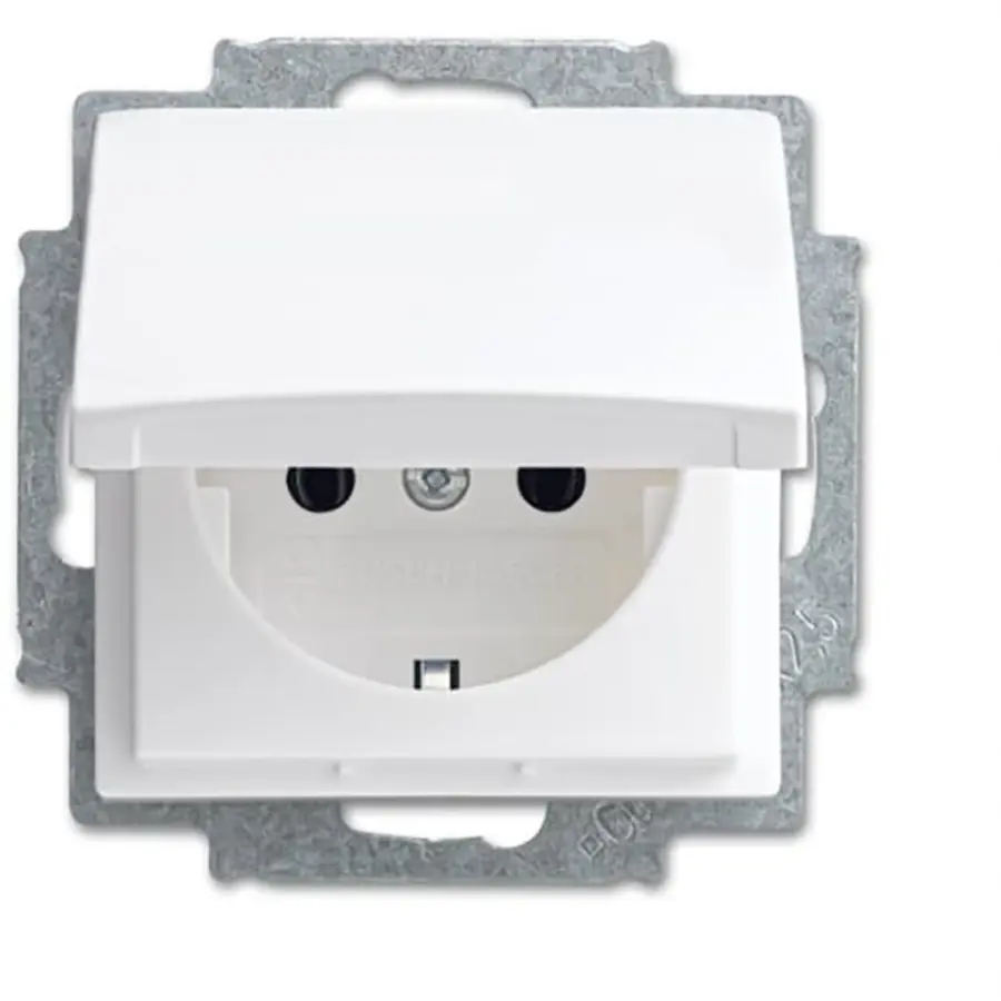 Busch-Jaeger wandcontactdoos randaarde met klapdeksel Balance SI wit glans (20 EUKR-914)