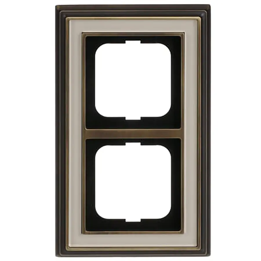 Busch-Jaeger afdekraam 2-voudig Dynasty messing antiek creme (1722-848)