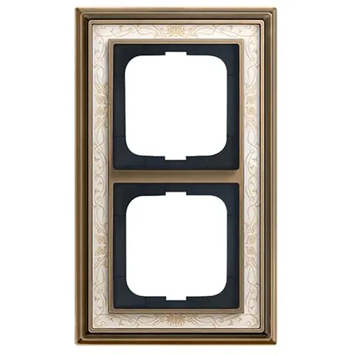 Busch-Jaeger afdekraam 2-voudig Dynasty messing antiek decor creme (1722-846) Busch-Jaeger afdekraam 2-voudig Dynasty messing antiek decor creme (1722-846)