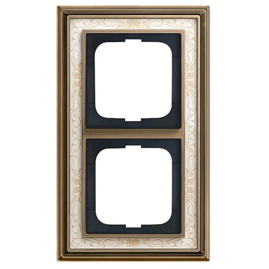 Busch-Jaeger afdekraam 2-voudig Dynasty messing antiek decor creme (1722-846)