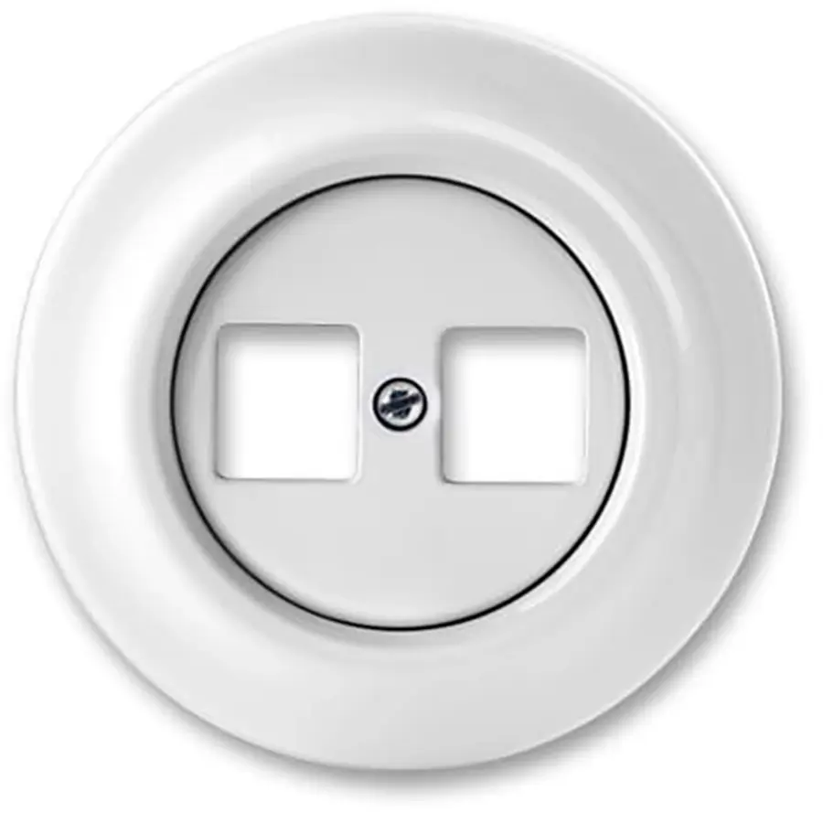 Busch-Jaeger centraalplaat met draagring voor 2x modular jack connectors porselein Decento (1800 J-64)
