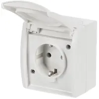 Busch-Jaeger wandcontactdoos randaarde klapdeksel opbouw Ocean IP44 alpinwit (20 EW-54)