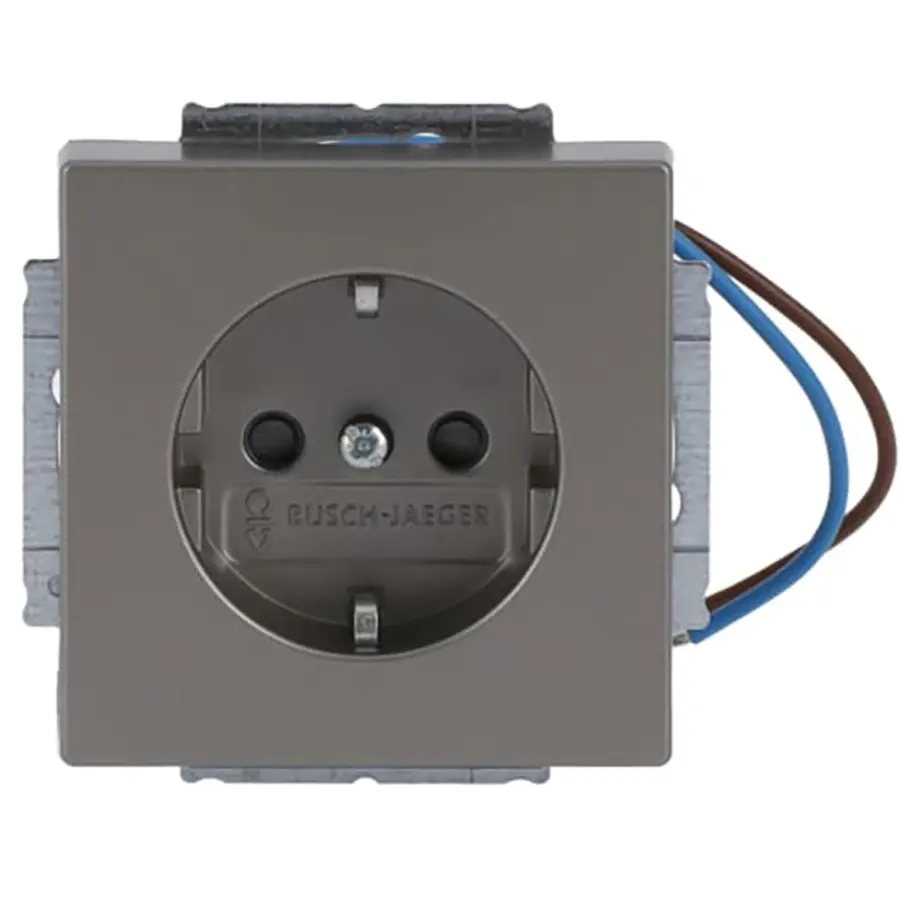 Busch-Jaeger wandcontactdoos randaarde Safety+ met LED-oriëntatieverlichting Pure Stainless Steel (20 EUCBLI-866)